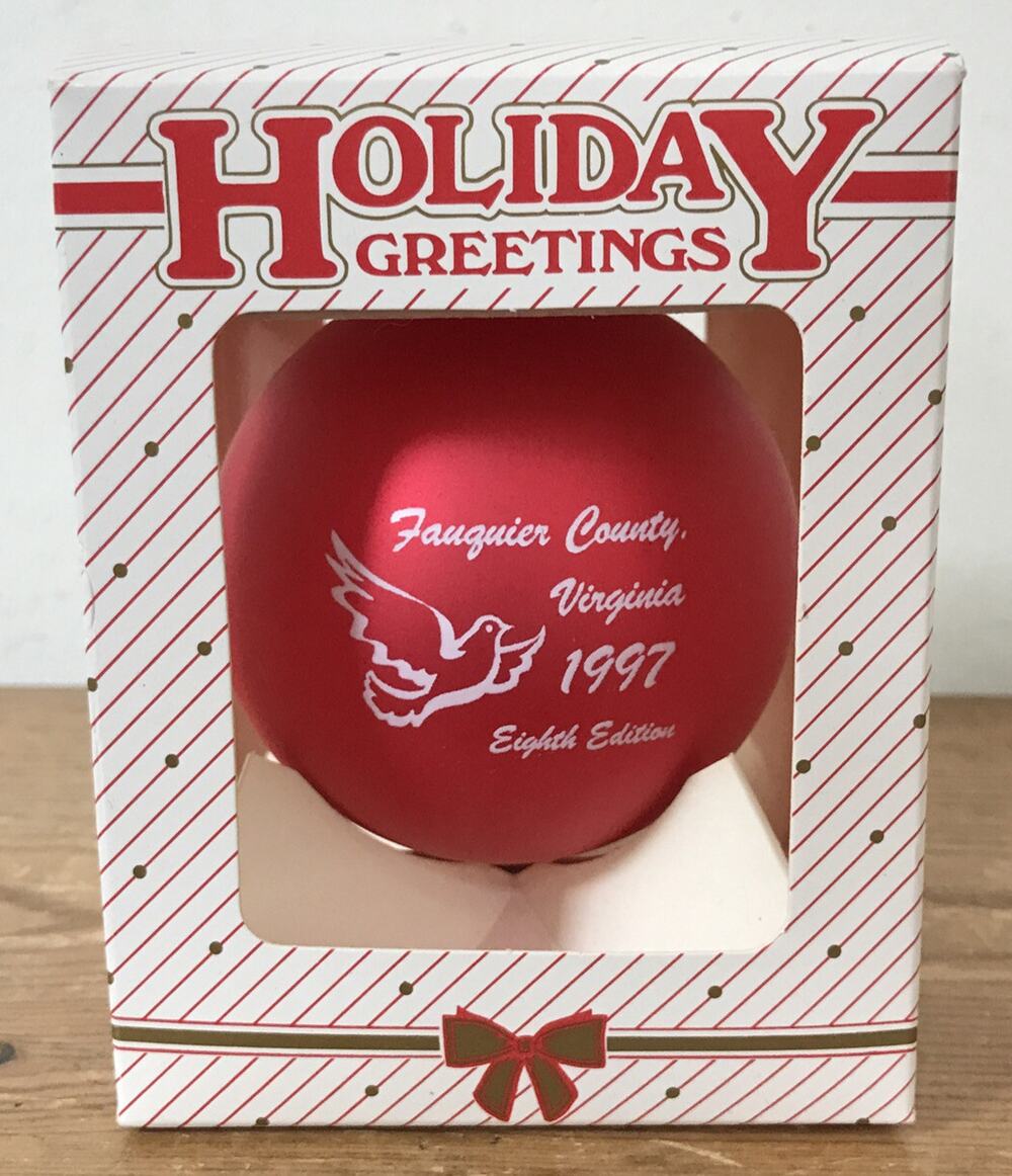 Vtg Holiday Fauquier County Virginia 1997 Glass Christmas Ornament Bauble Ball